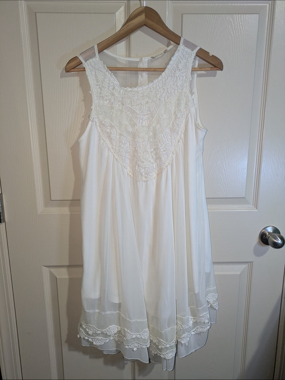 Altar'd State White Lace Trim Sleeveless Dress
